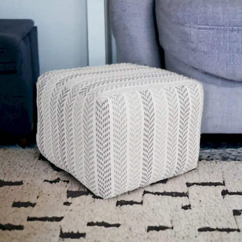 HomeRoots 18 Gray 100% Cotton Ottoman