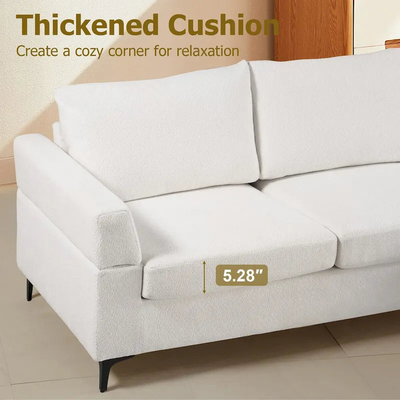 HOOOWOOO Modern L-Shaped Corduroy Upholstery Couch Reversible Chaise Sofa