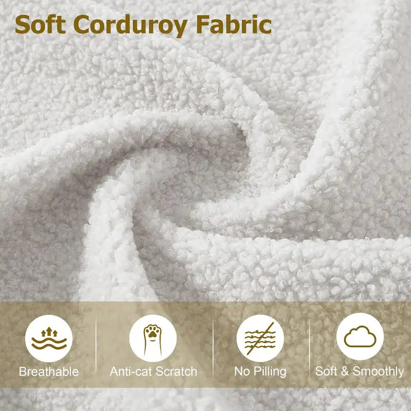 HOOOWOOO Modern L-Shaped Corduroy Upholstery Couch Reversible Chaise Sofa