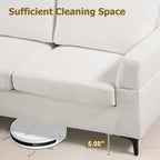 HOOOWOOO Modern L-Shaped Corduroy Upholstery Couch Reversible Chaise Sofa