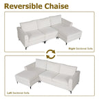 HOOOWOOO Modern L-Shaped Corduroy Upholstery Couch Reversible Chaise Sofa