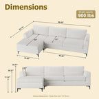 HOOOWOOO Modern L-Shaped Corduroy Upholstery Couch Reversible Chaise Sofa