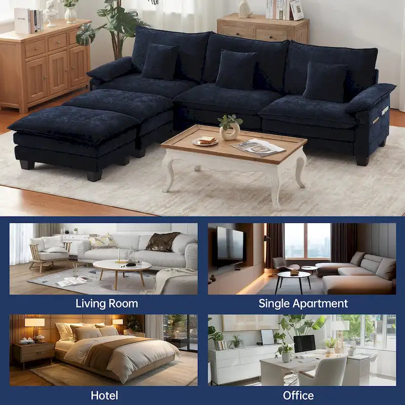 Oversized Sectional Sofa Couch Modular Sectional Sofa with Reversible Ottomans