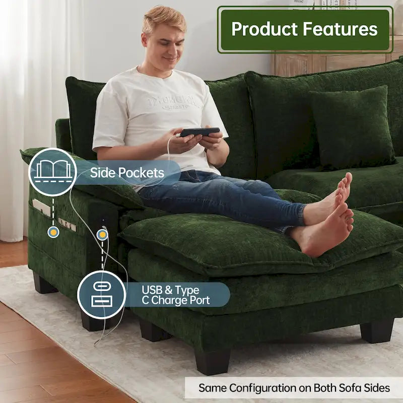 Oversized Sectional Sofa Couch Modular Sectional Sofa with Reversible Ottomans