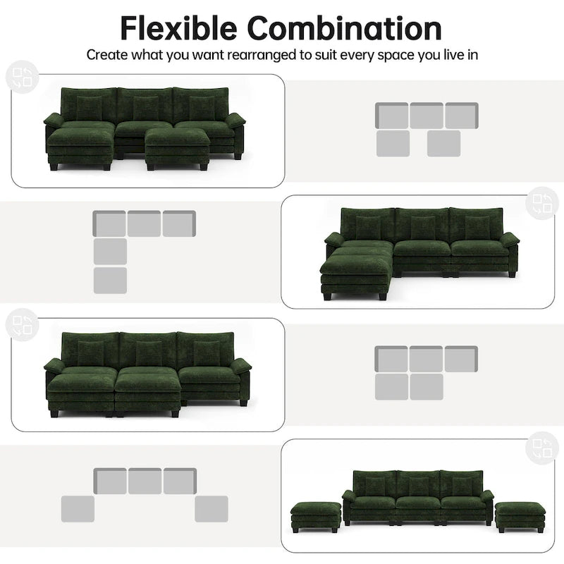 Oversized Sectional Sofa Couch Modular Sectional Sofa with Reversible Ottomans
