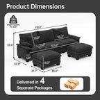 Oversized Sectional Sofa Couch Modular Sectional Sofa with Reversible Ottomans
