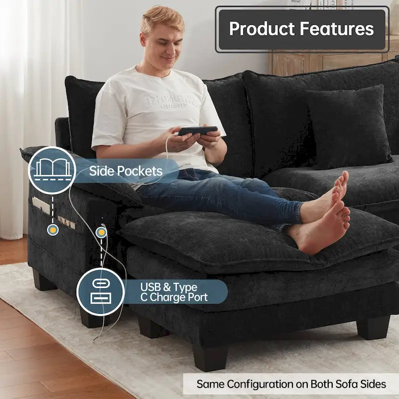 Oversized Sectional Sofa Couch Modular Sectional Sofa with Reversible Ottomans