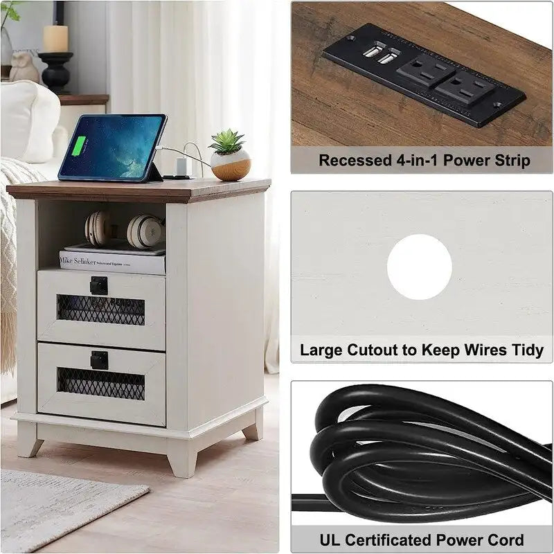 End Table with 2 Drawers - 18D x 18W x 24H