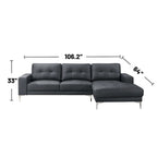 2 Piece Faux Leather Sectional Set with Square Armrest