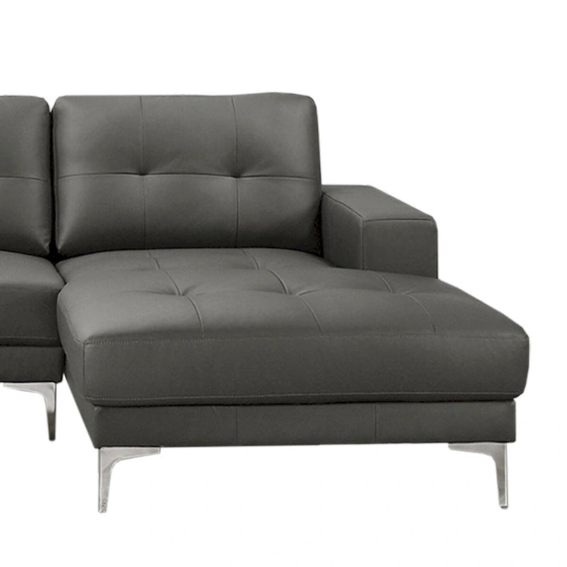 2 Piece Faux Leather Sectional Set with Square Armrest