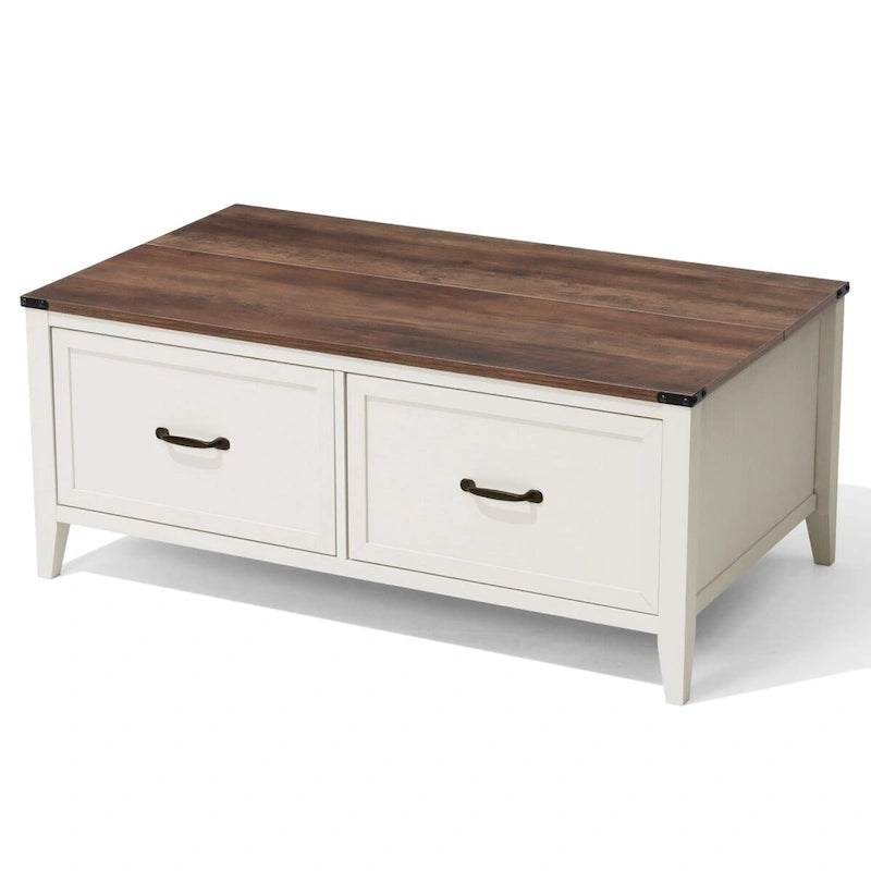 Coffee Table with Hidden Storage, 2 Drawers and Flip Top Storage with Lift Hinges - See Details