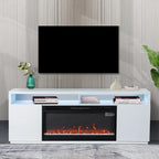 68 Modern RGB LED White TV Stands Console with 36 Fireplace