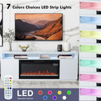 68 Modern RGB LED White TV Stands Console with 36 Fireplace