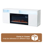 68 Modern RGB LED White TV Stands Console with 36 Fireplace
