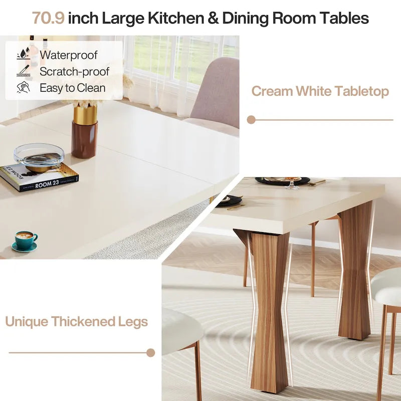 70.86-In Large Dining Table for 6-8 People, Modern Kitchen Table
