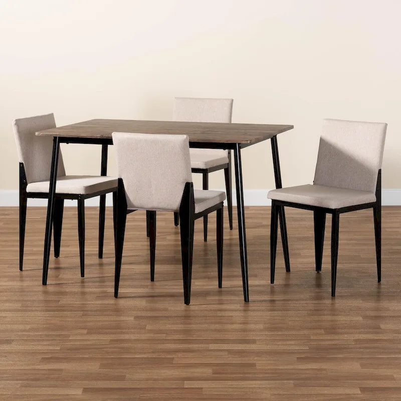 Bishop Industrial Fabric and Metal 5-Piece Dining Set