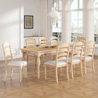 9-Piece Extendable Dining Table Set with Removable Leaf and 8 Upholstered Dining Chairs