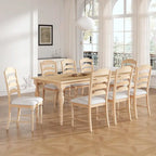 9-Piece Extendable Dining Table Set with Removable Leaf and 8 Upholstered Dining Chairs