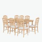 9-Piece Extendable Dining Table Set with Removable Leaf and 8 Upholstered Dining Chairs