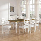 9-Piece Extendable Dining Table Set with Removable Leaf and 8 Upholstered Dining Chairs