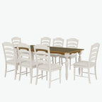 9-Piece Extendable Dining Table Set with Removable Leaf and 8 Upholstered Dining Chairs