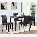 5 Piece Wooden Dining Table Set, Kitchen Table Set with a Rectangular Table and 4 Upholstered Chairs