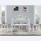 5 Piece Wooden Dining Table Set, Kitchen Table Set with a Rectangular Table and 4 Upholstered Chairs