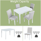 5 Piece Wooden Dining Table Set, Kitchen Table Set with a Rectangular Table and 4 Upholstered Chairs
