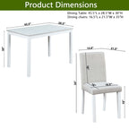 5 Piece Wooden Dining Table Set, Kitchen Table Set with a Rectangular Table and 4 Upholstered Chairs