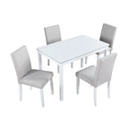 5 Piece Wooden Dining Table Set, Kitchen Table Set with a Rectangular Table and 4 Upholstered Chairs