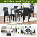 5 Piece Wooden Dining Table Set, Kitchen Table Set with a Rectangular Table and 4 Upholstered Chairs