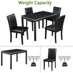 5 Piece Wooden Dining Table Set, Kitchen Table Set with a Rectangular Table and 4 Upholstered Chairs