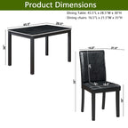 5 Piece Wooden Dining Table Set, Kitchen Table Set with a Rectangular Table and 4 Upholstered Chairs