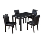 5 Piece Wooden Dining Table Set, Kitchen Table Set with a Rectangular Table and 4 Upholstered Chairs