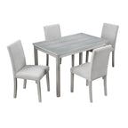 5 Piece Wooden Dining Table Set, Kitchen Table Set with a Rectangular Table and 4 Upholstered Chairs