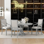 Retro 5-piece Dining Set with Extendable Round Table and 4 Chairs