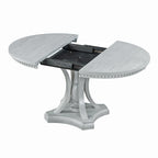 Retro 5-piece Dining Set with Extendable Round Table and 4 Chairs