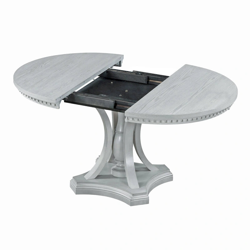 Retro 5-piece Dining Set with Extendable Round Table and 4 Chairs