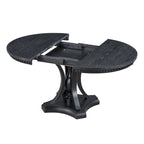 Retro 5-piece Dining Set with Extendable Round Table and 4 Chairs