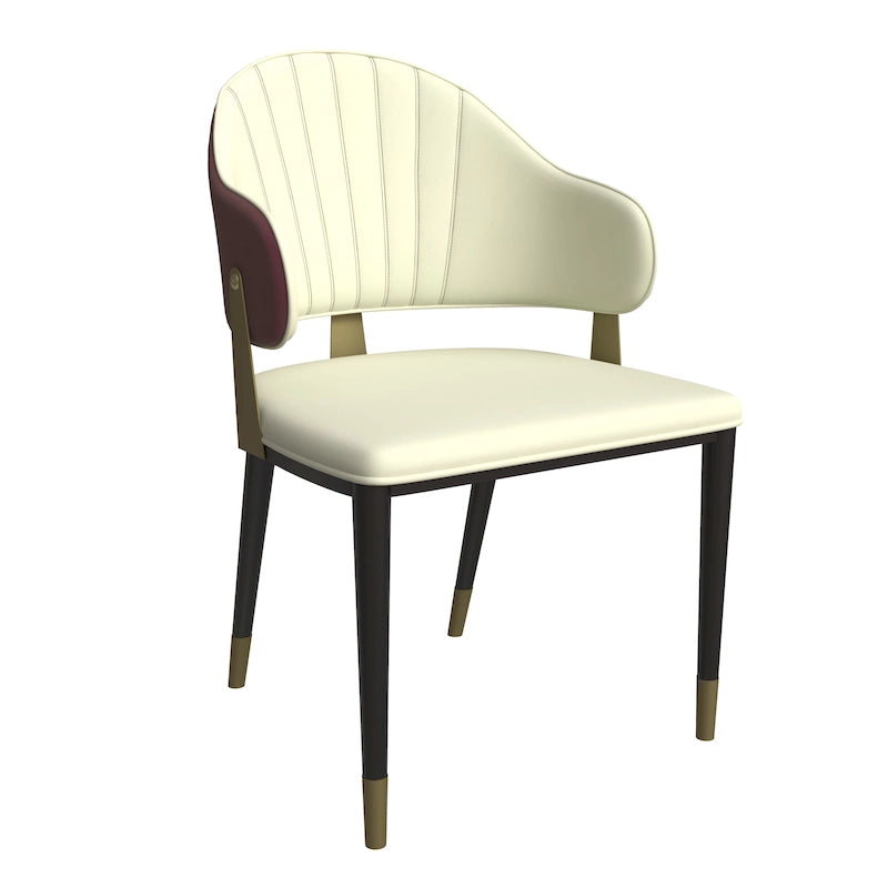 Leather Dining Chair in Iron with Gold Accents Design Modern Ergonomic Side Chair