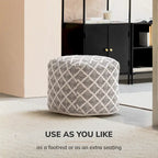 Jani Carondelet 20-inch Black & Ivory Square Pouf Ottoman - Handmade Footrest for Living Room, Bedroom, Nursery