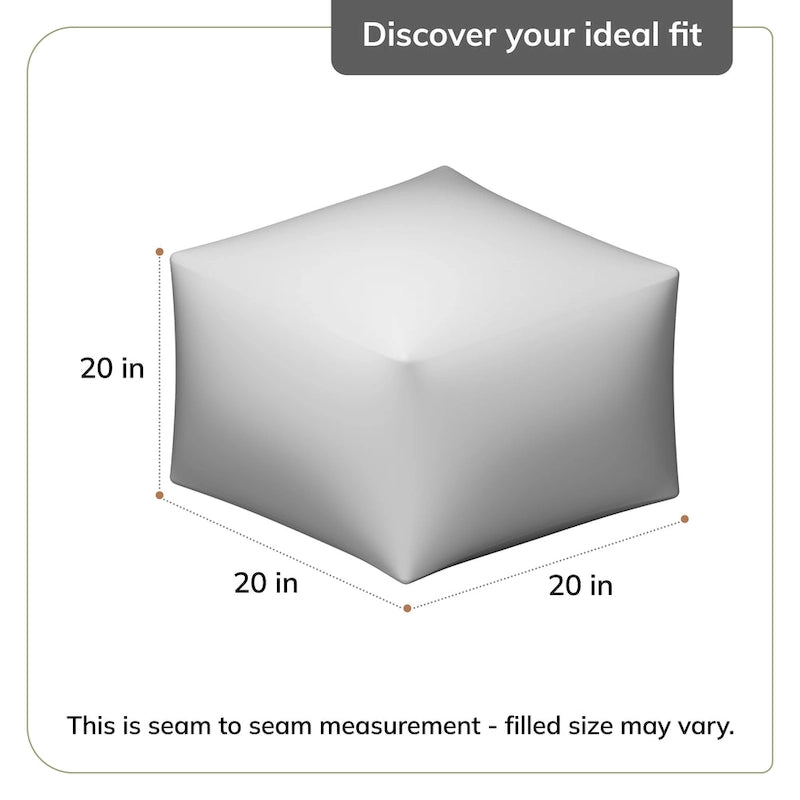 Jani Carondelet 20-inch Black & Ivory Square Pouf Ottoman - Handmade Footrest for Living Room, Bedroom, Nursery