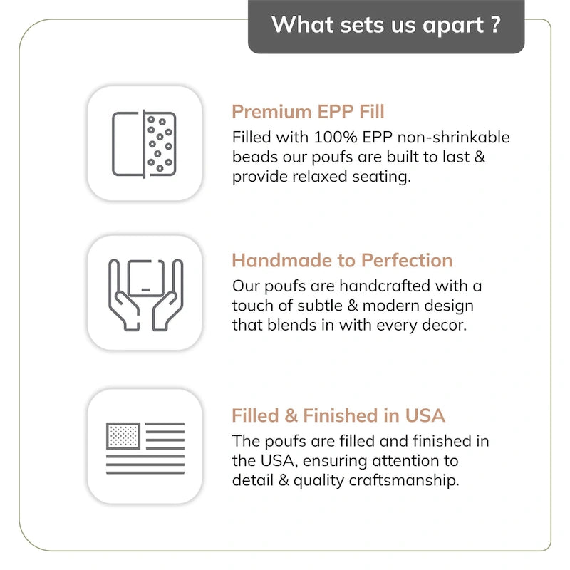 Jani Carondelet 20-inch Black & Ivory Square Pouf Ottoman - Handmade Footrest for Living Room, Bedroom, Nursery