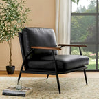 Glitzhome 28W Mid-century Modern Soft PU Leather Accent Armchair - 28 W x 31 D x 30.75 H