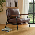 Glitzhome 28W Mid-century Modern Soft PU Leather Accent Armchair - 28 W x 31 D x 30.75 H