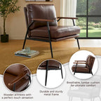 Glitzhome 28W Mid-century Modern Soft PU Leather Accent Armchair - 28 W x 31 D x 30.75 H