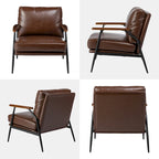Glitzhome 28W Mid-century Modern Soft PU Leather Accent Armchair - 28 W x 31 D x 30.75 H
