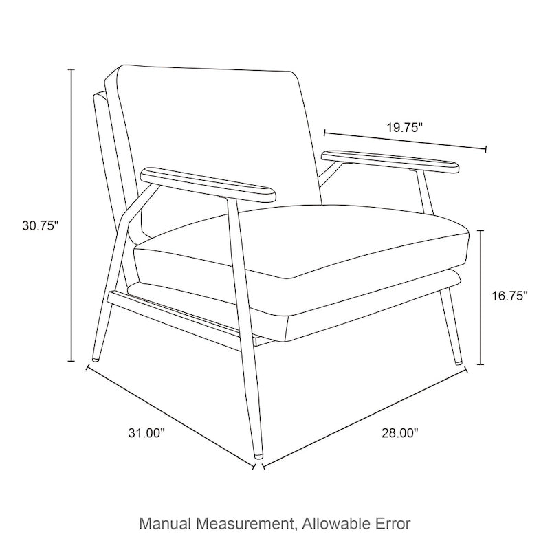 Glitzhome 28W Mid-century Modern Soft PU Leather Accent Armchair - 28 W x 31 D x 30.75 H