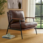 Glitzhome 28W Mid-century Modern Soft PU Leather Accent Armchair - 28 W x 31 D x 30.75 H