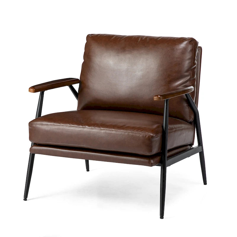 Glitzhome 28W Mid-century Modern Soft PU Leather Accent Armchair - 28 W x 31 D x 30.75 H